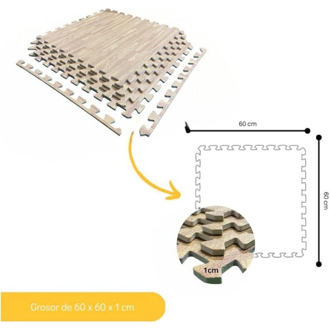 Kit 4 Tapetes Protetores 60 x 60 x 1 cm, Madeira 3/7