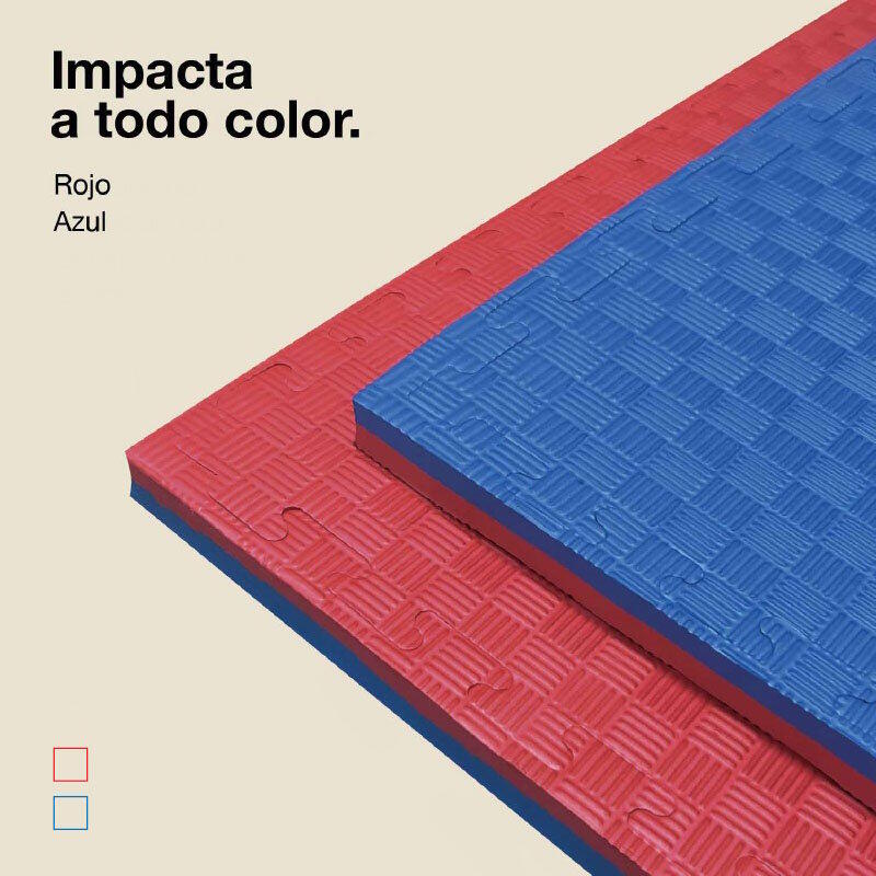 Tatami puzzle 1x1m 3 cm, Modelo 5 linhas Azul/Vermelho, EVA Reversível 7/7