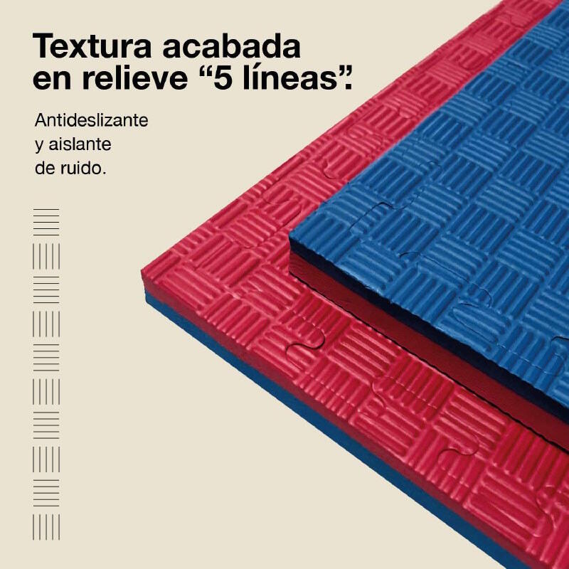 Tatami puzzle 1x1m 3 cm, Modelo 5 linhas Azul/Vermelho, EVA Reversível 4/7