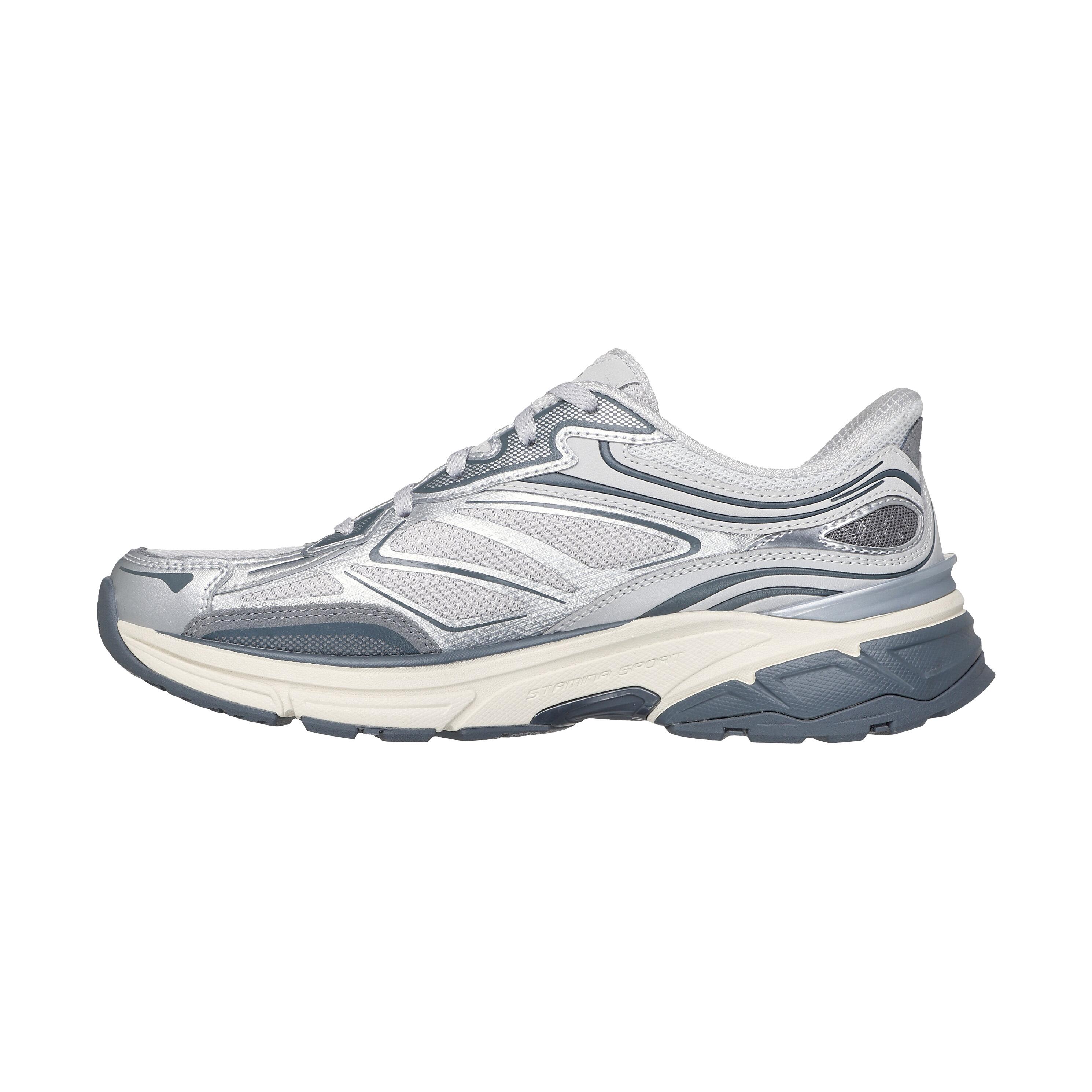 Skechers - Basket Basse À Lacets Skechers Stamina Sport - Femme - Baskets - Blanc|gris - Decathlon