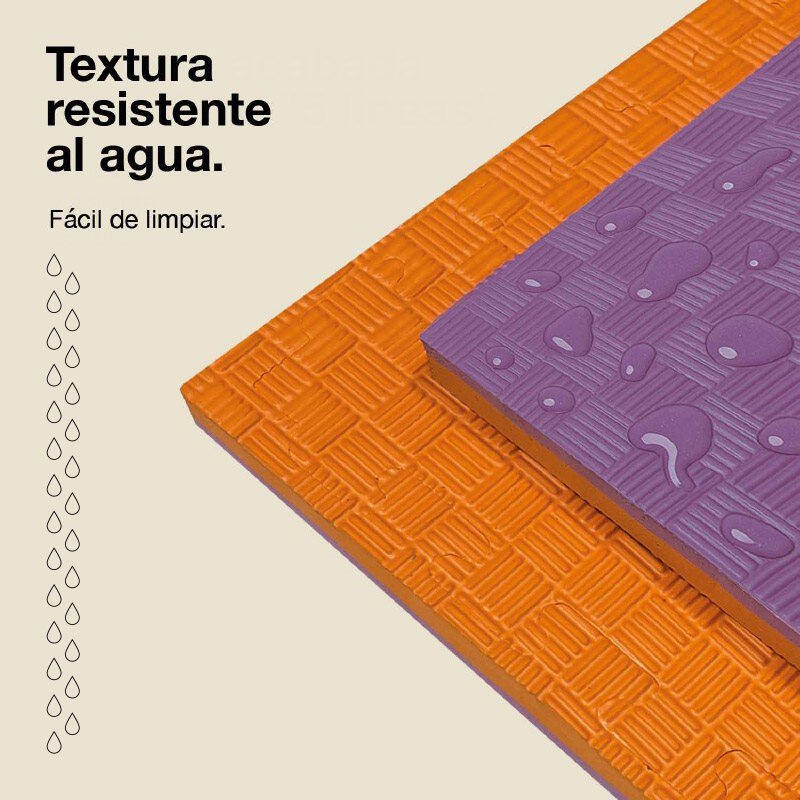 Tatami puzzle 1x1 m 2 cm, Modelo 5 linhas Lilás/Laranja, EVA Reversível 5/7