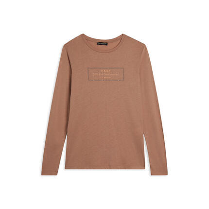 T-shirt long pour femmes avec des fentes et des graphiques brillants