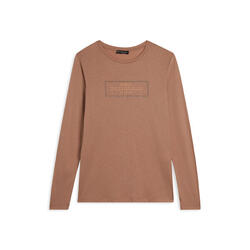 T-shirt long pour femmes avec des fentes et des graphiques brillants