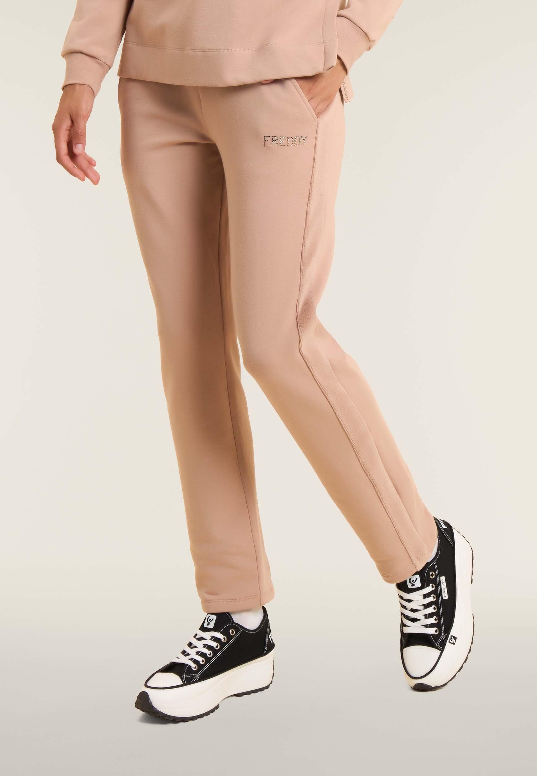 Pantaloni sportivi da donna con inserto in velluto 2/4