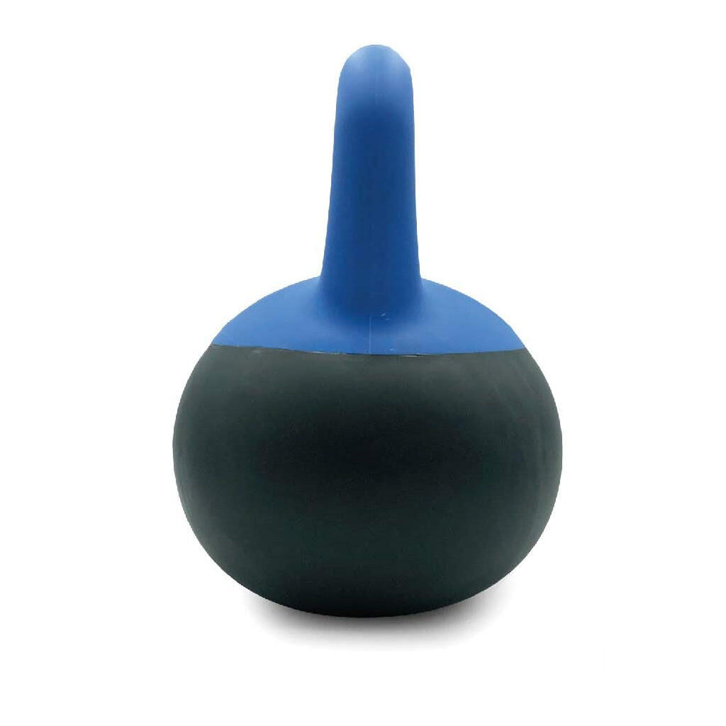 Kettlebell 12 kg Revestida em PVC, Preto/Azul 3/4
