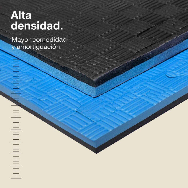 Tatami puzzle 1x1m 2,5 cm, Modelo 5 linhas Azul/Preto, EVA Reversível 2/7