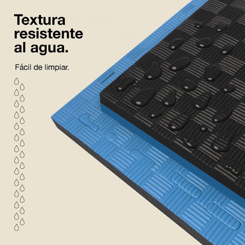 Tatami puzzle 1x1m 2,5 cm, Modelo 5 linhas Azul/Preto, EVA Reversível 5/7