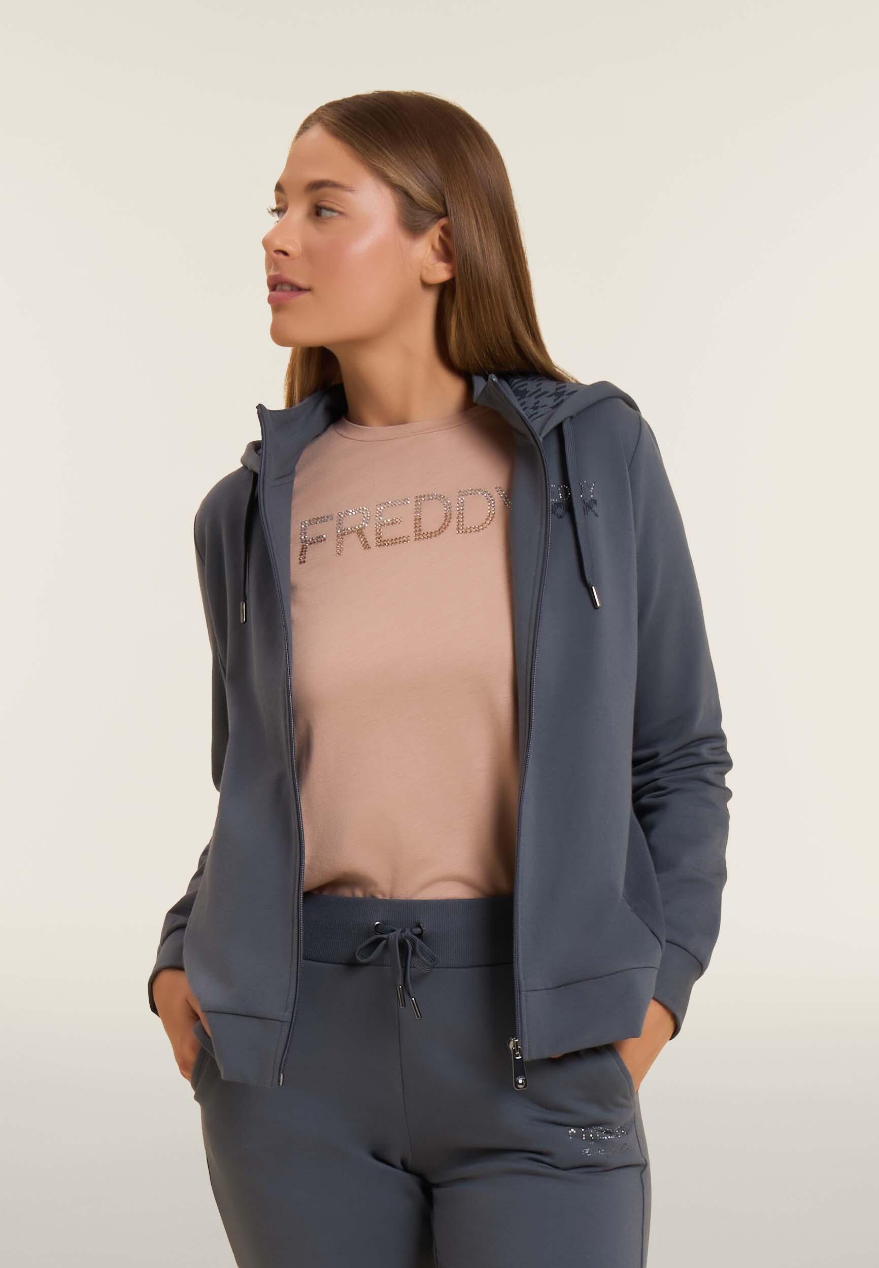 Sudadera con capucha forrada estampada y cremallera frontal 2/4