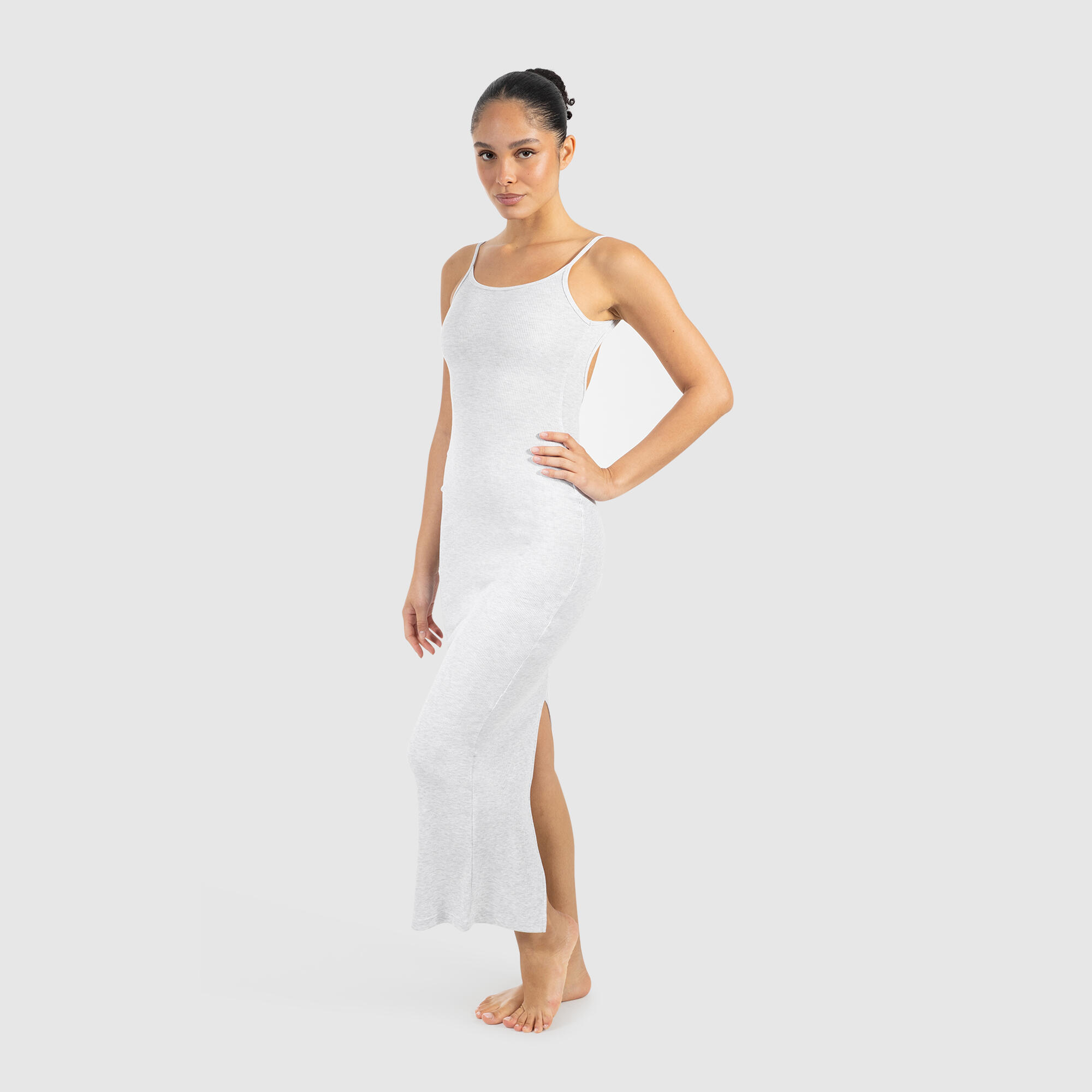 Damen Shirt Kleid Aveline Backless Grau Melange 2/5