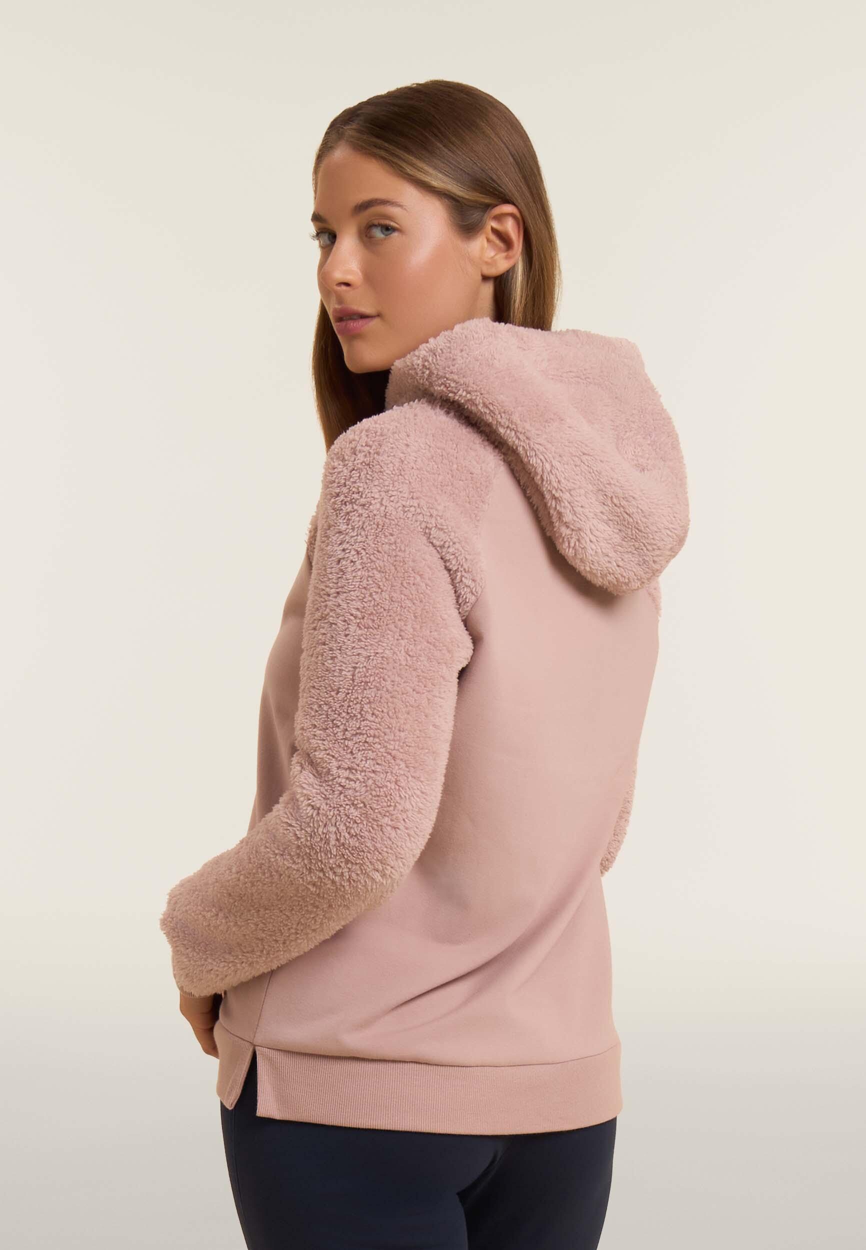 Sweat-shirt à capuche croisée et manches en tissu Sherpa 3/6