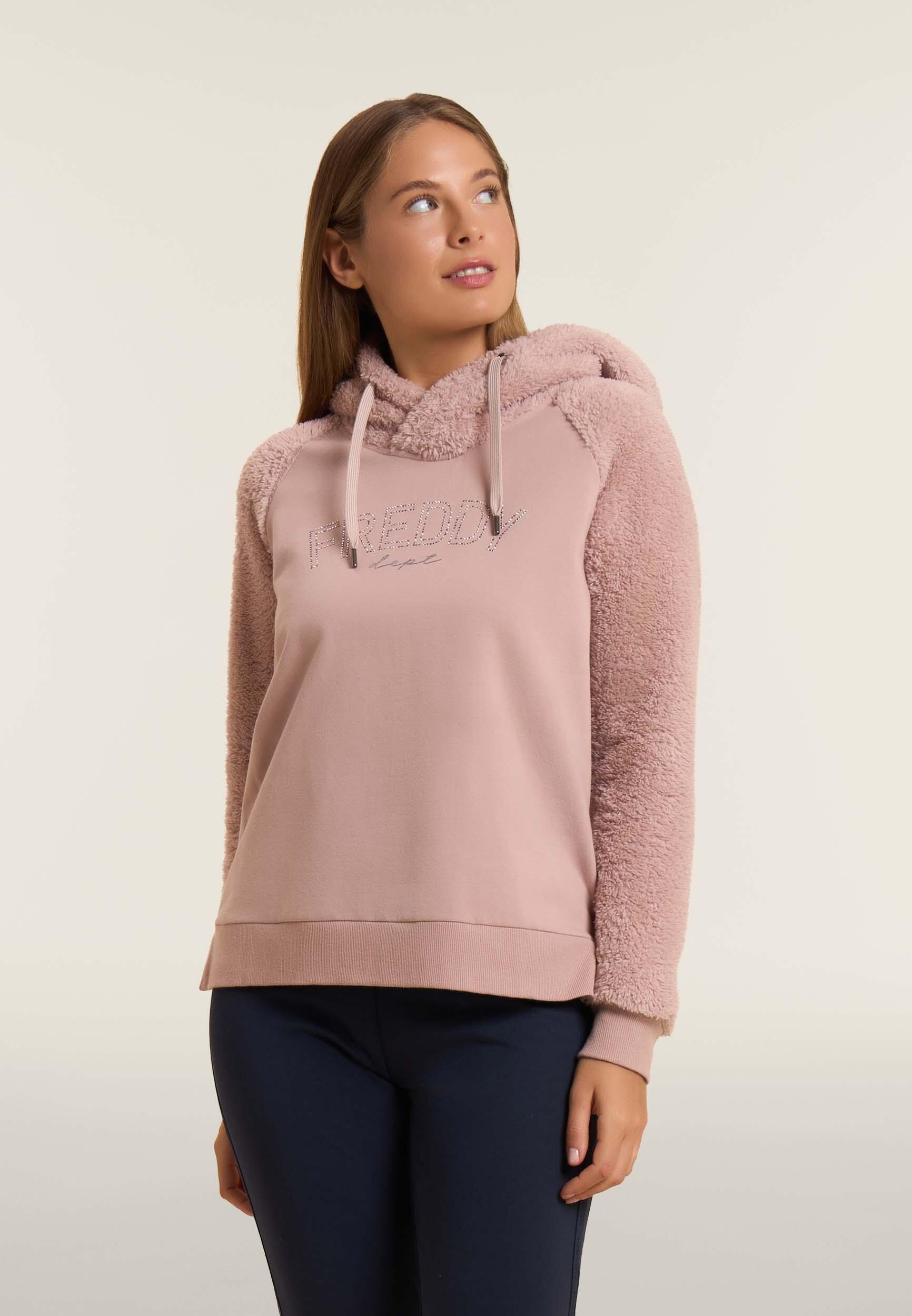 Sweat-shirt à capuche croisée et manches en tissu Sherpa 2/6