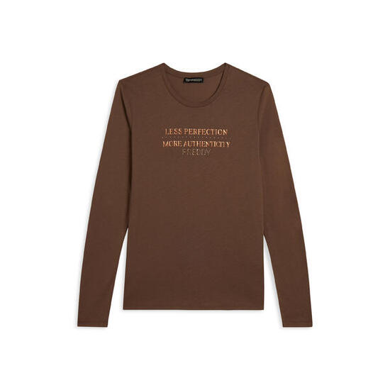 T-shirt à manches longues pour femmes avec des graphiques métalliques