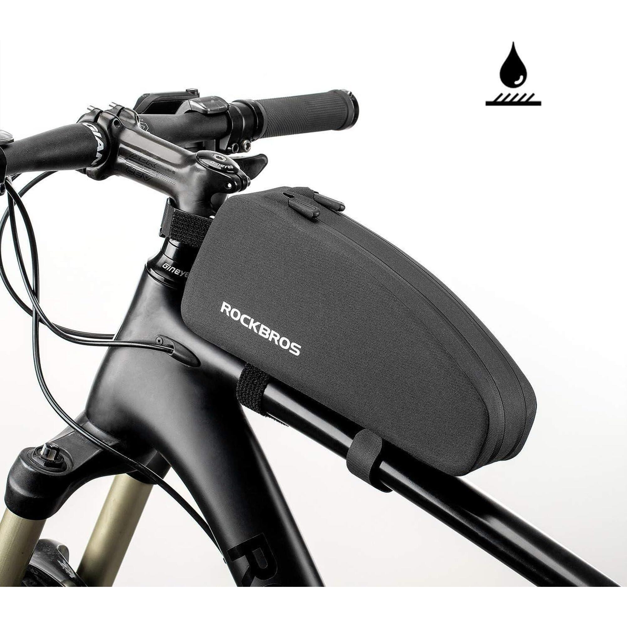 Rockbros - Sacoche De Cadre De Vélo 1,6 L Étanche  Avec 2 Fermetures Éclair - Sacoche De Cadre - Noir - Decathlon