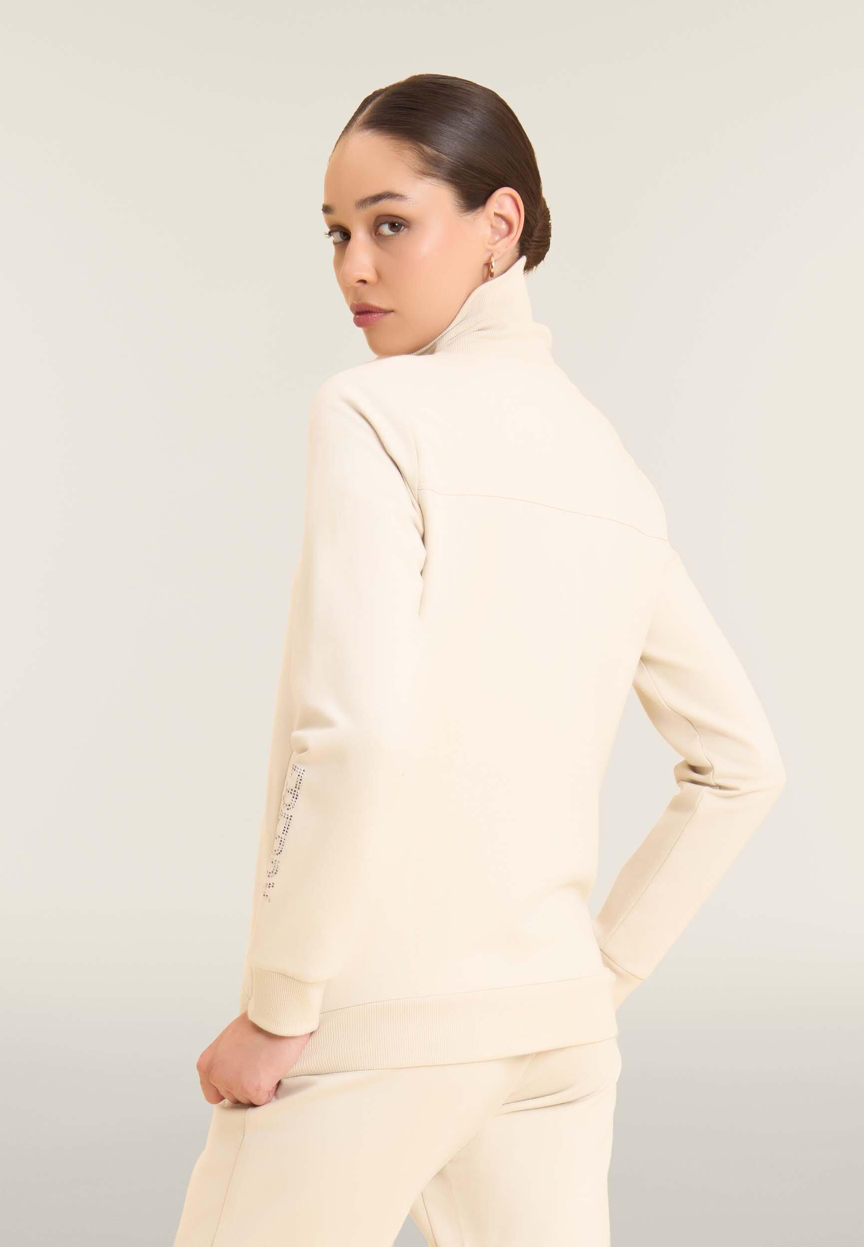 Felpa con zip e collo alto risvoltabile 3/4