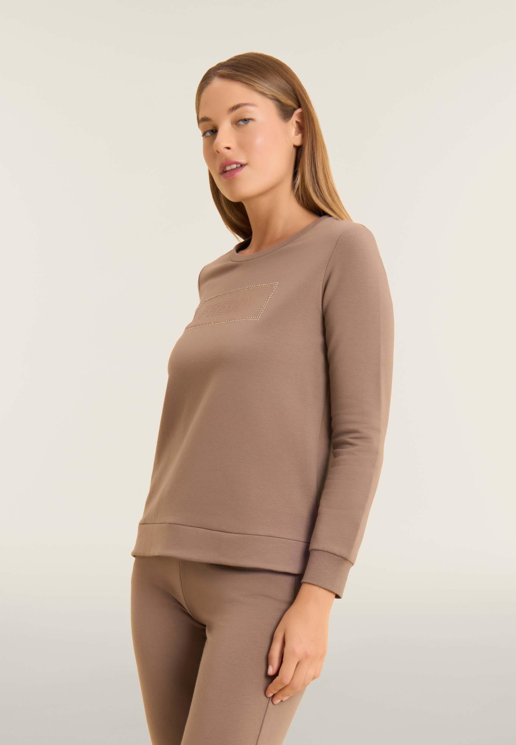Felpa sportiva da donna con grafica frontale in strass 2/4