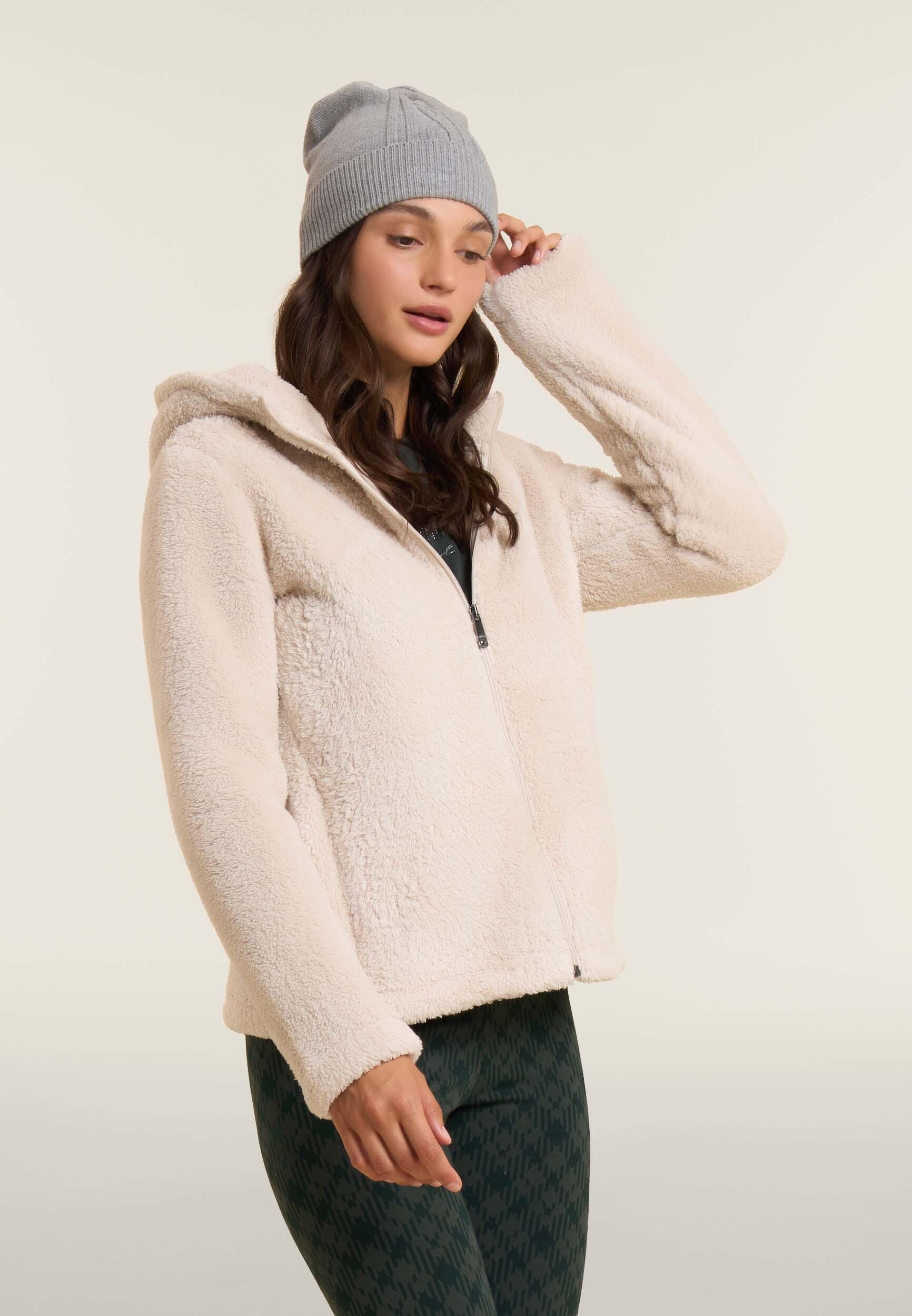 Felpa in pile sherpa con cappuccio e zip 2/4