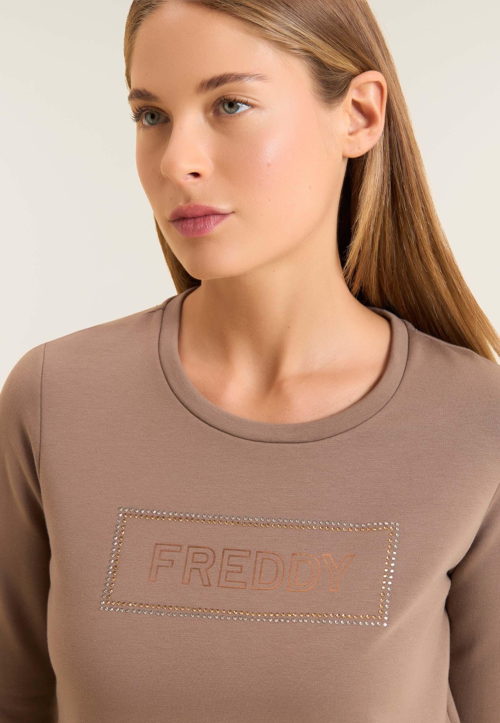 Felpa sportiva da donna con grafica frontale in strass 4/4