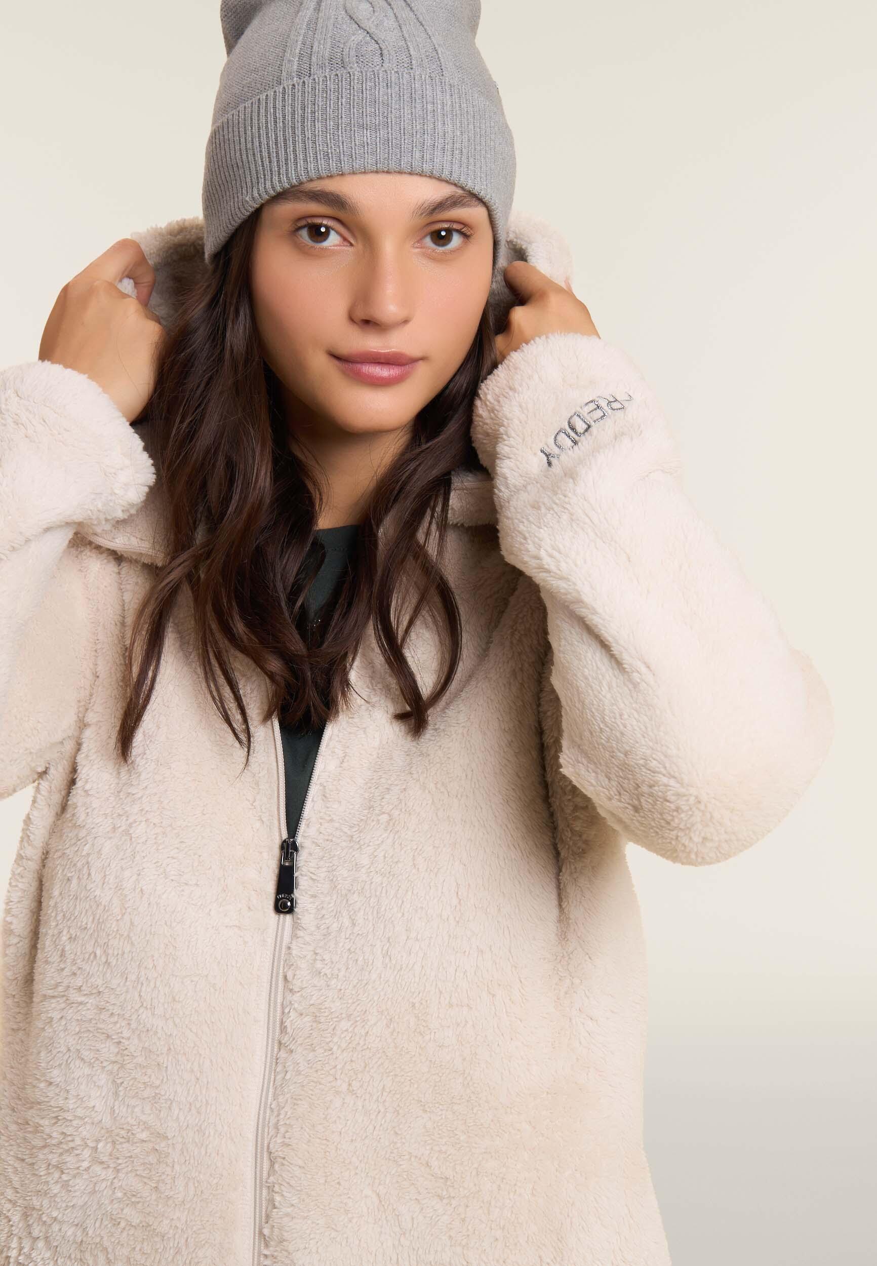 Felpa in pile sherpa con cappuccio e zip 4/4