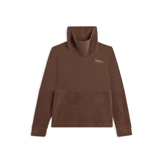 Felpa da donna con fondo e collo alto in velluto