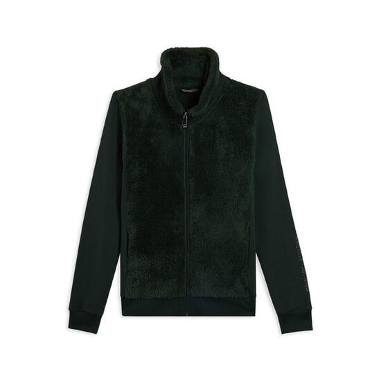 Sweat-shirt zippé avec col et devant en tissu Sherpa, logo en clous