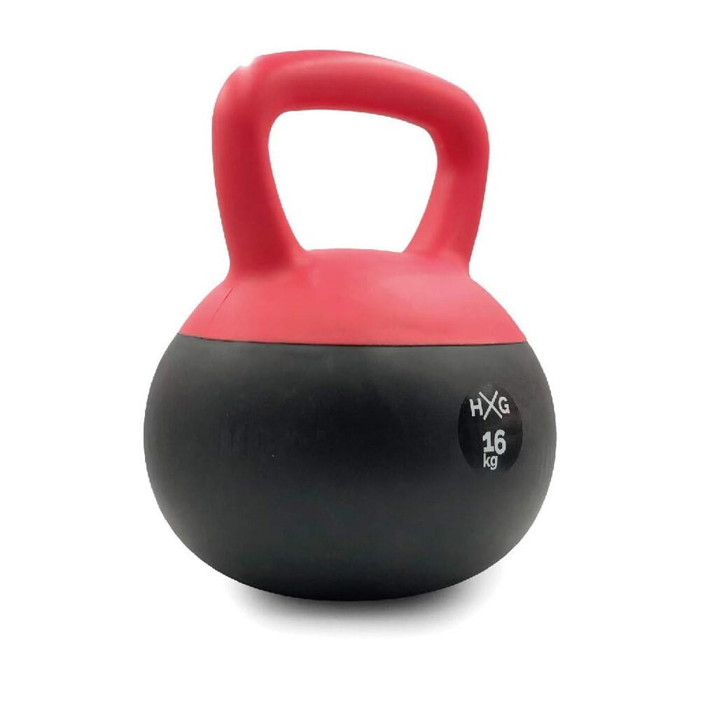 Kettlebell 16 kg Revestida em PVC, Preto/Vermelho 2/4