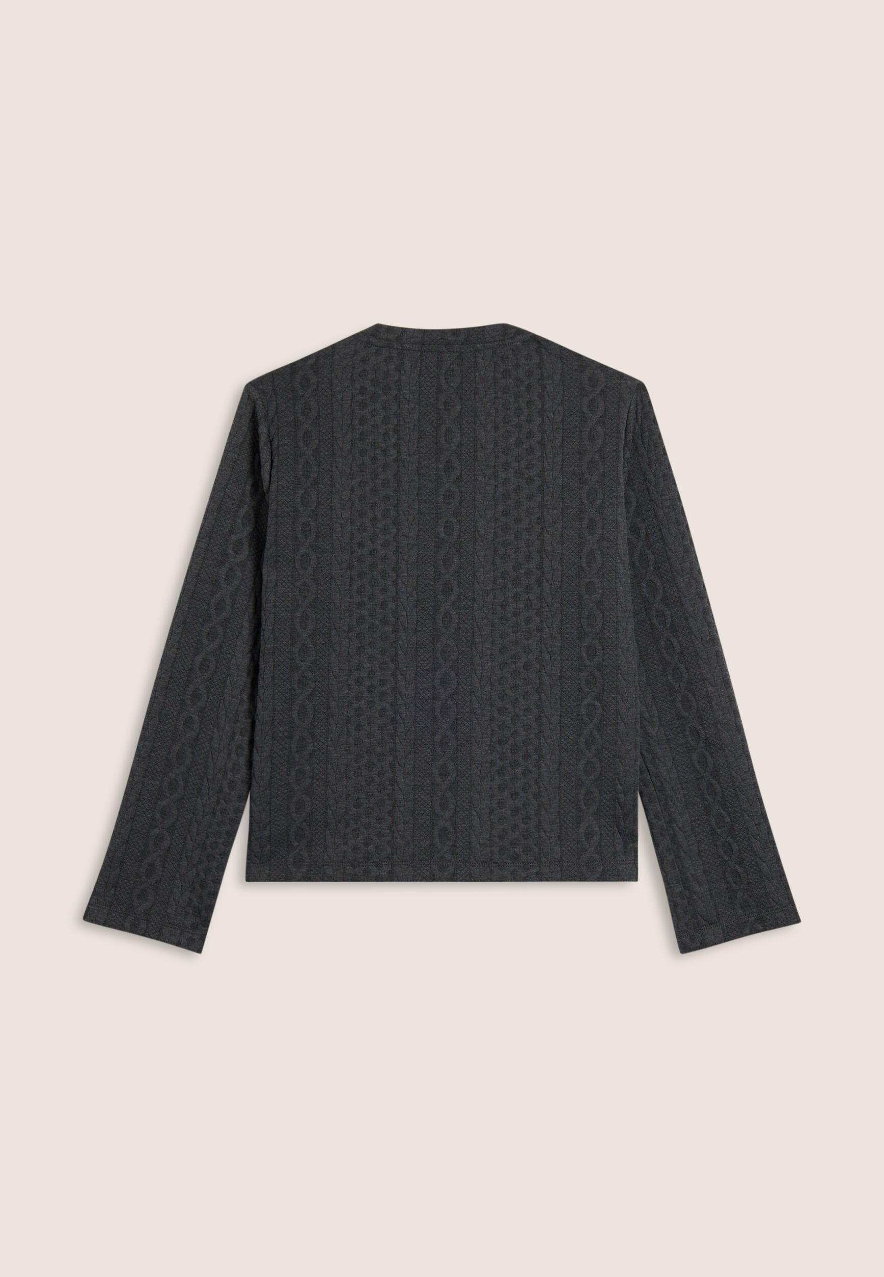 Sweat-shirt à col rond en tissu technique double orné de tresses 4/4