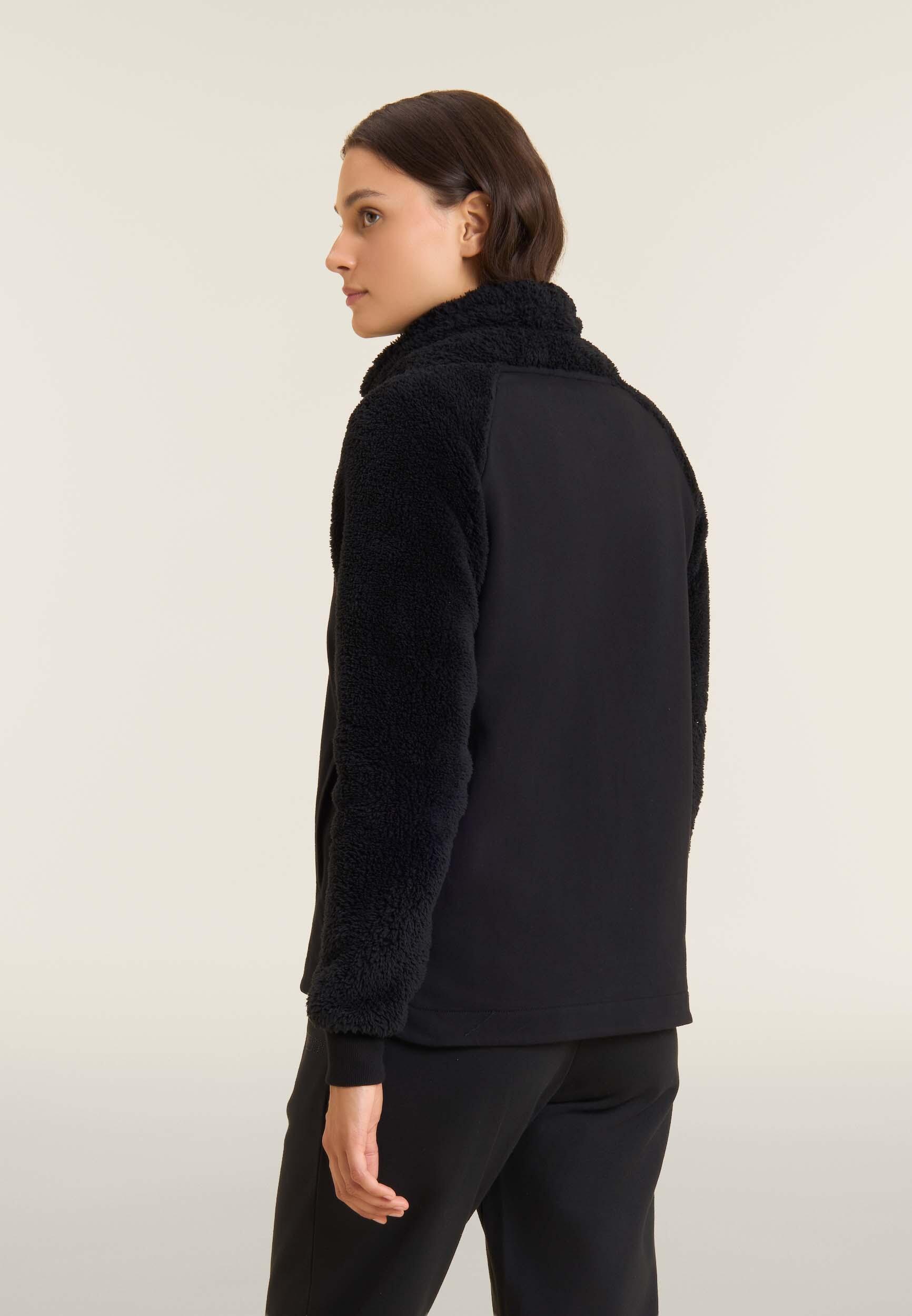 Felpa con zip e collo alto, maniche e collo in pile sherpa 2/4