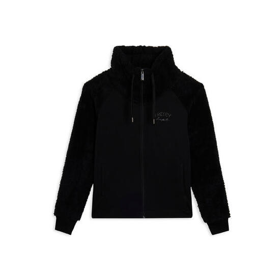 Sweat-shirt zippé avec col montant, manches et col en tissu Sherpa