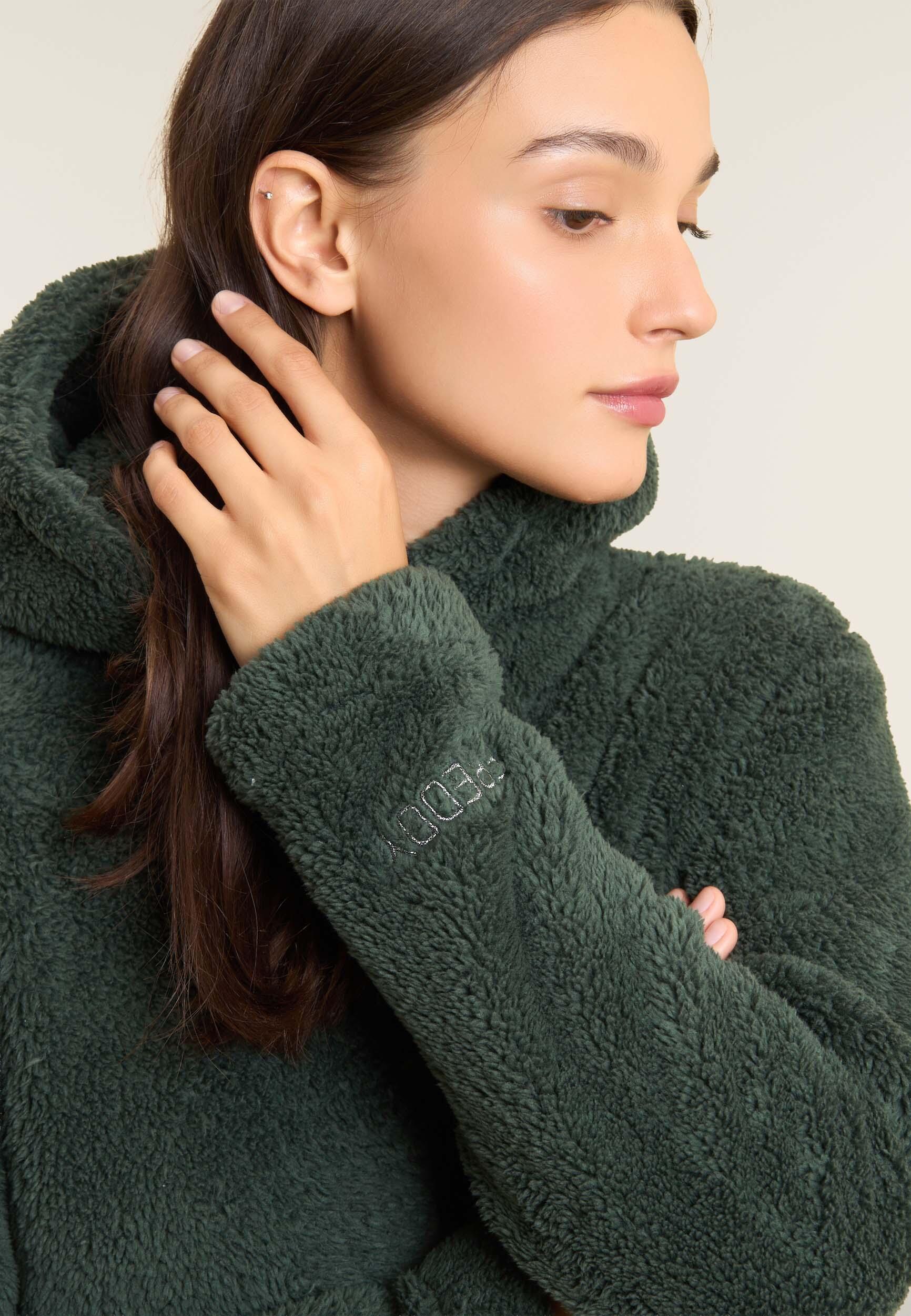 Felpa in pile sherpa con cappuccio e zip 4/4