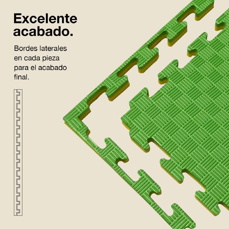 Tatame Puzzle 1x1m 2,5 cm, Modelo 5 linhas Verde/Amarelo, EVA Reversível 3/7