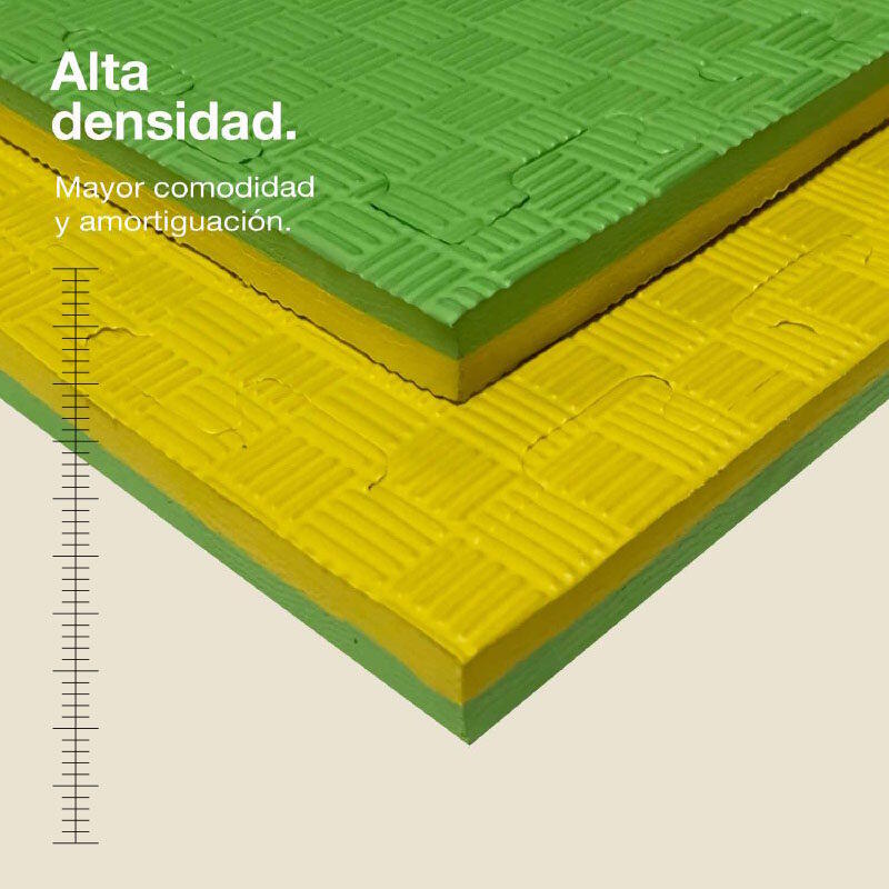 Tatame Puzzle 1x1m 2,5 cm, Modelo 5 linhas Verde/Amarelo, EVA Reversível 2/7