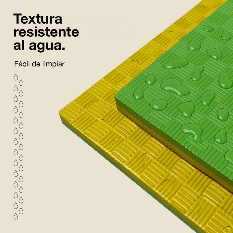 Tatame Puzzle 1x1m 2,5 cm, Modelo 5 linhas Verde/Amarelo, EVA Reversível 5/7