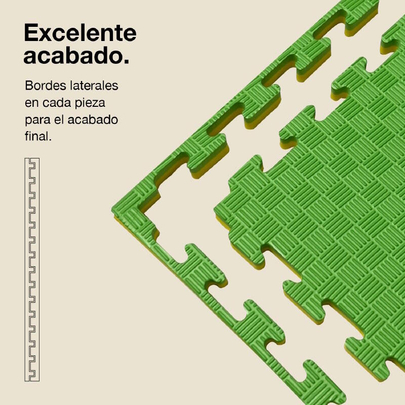 Tatami Puzzle 1x1m 4 cm, Modelo 5 Linhas Verde/Amarelo, EVA Reversível 3/7