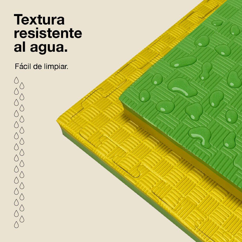 Tatami Puzzle 1x1m 4 cm, Modelo 5 Linhas Verde/Amarelo, EVA Reversível 5/7