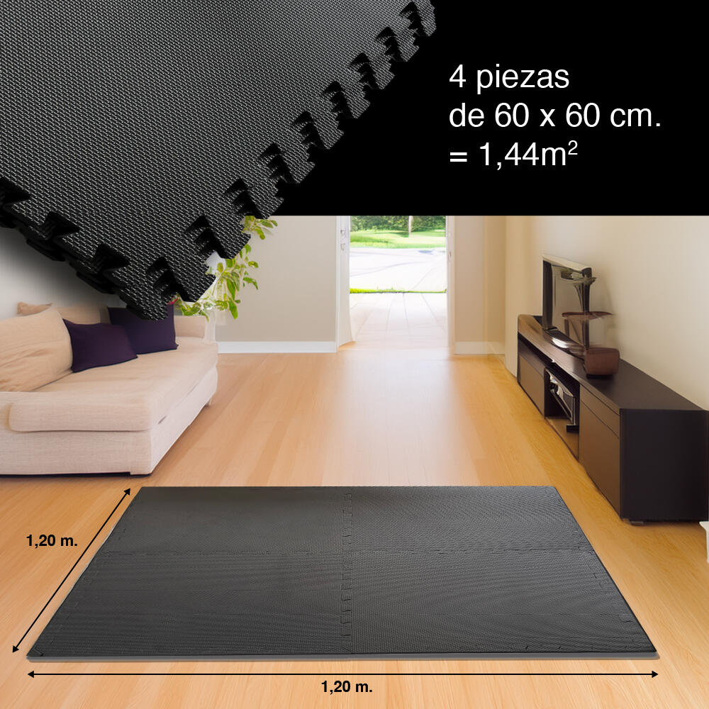 Pack 4 Tapetes de Proteção 60 × 60 × 1 cm, Cinza Madeira 6/6