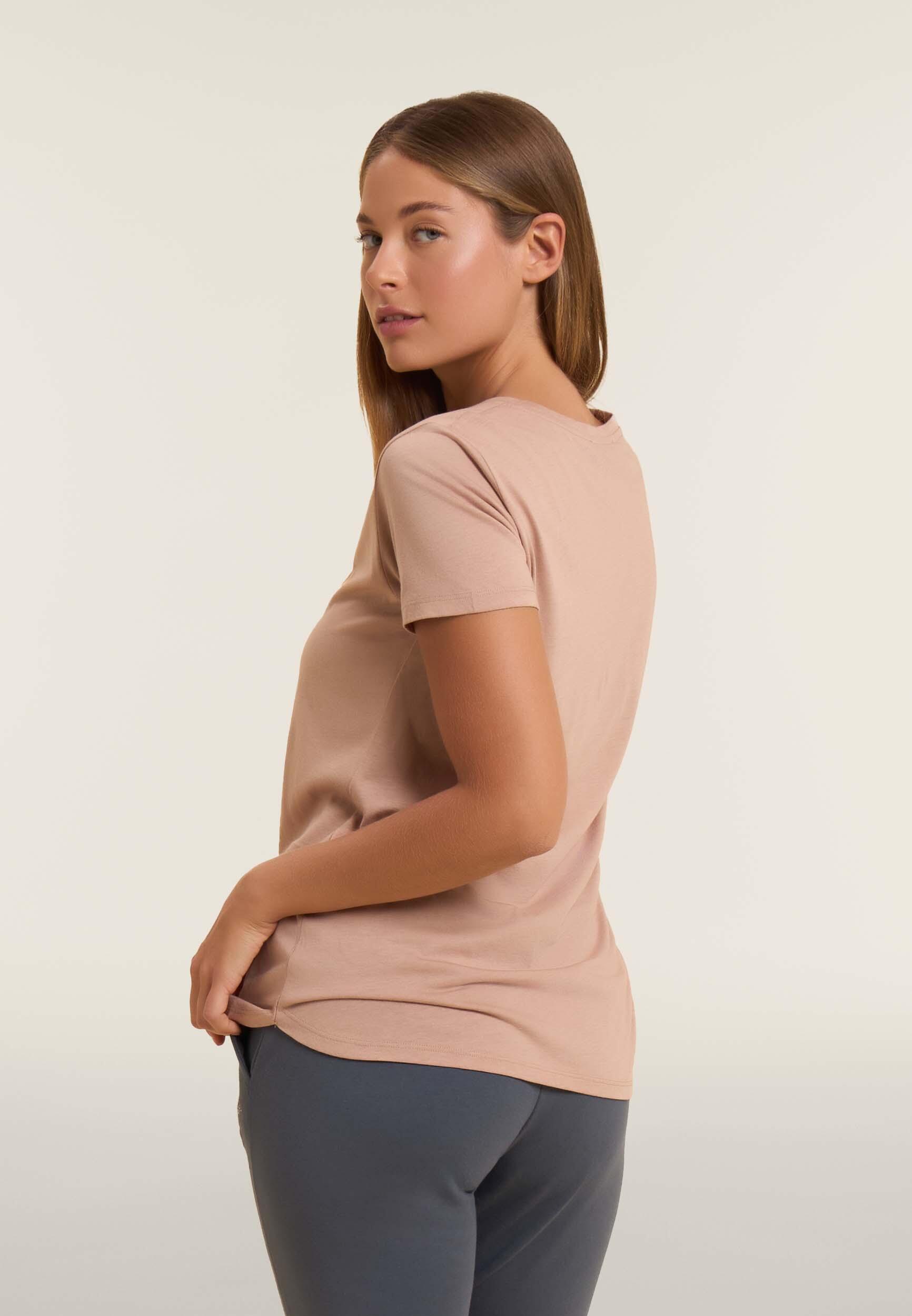 T-shirt donna con logo in strass bicolori 3/4