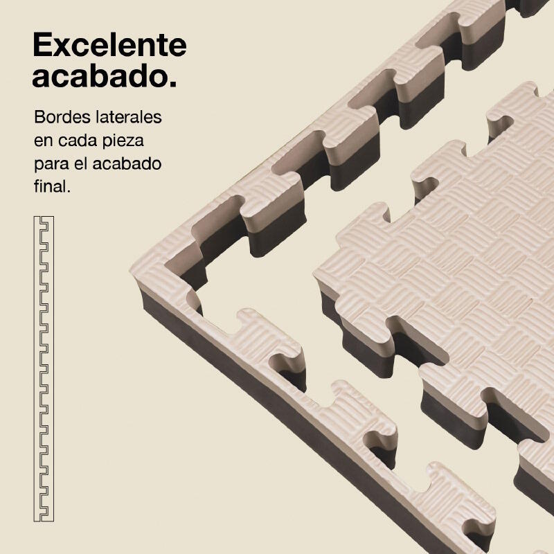 Tatami Puzzle 1x1m 4 cm, Modelo 5 Linhas Marrom/Bege, EVA Reversível 3/7