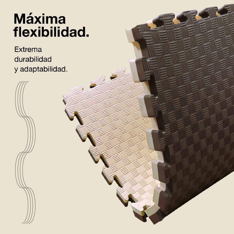 Tatami Puzzle 1x1m 4 cm, Modelo 5 Linhas Marrom/Bege, EVA Reversível 6/7