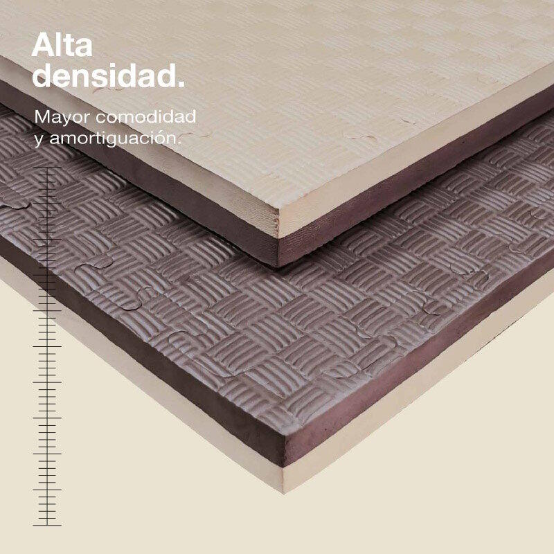 Tatami Puzzle 1x1m 4 cm, Modelo 5 Linhas Marrom/Bege, EVA Reversível 2/7