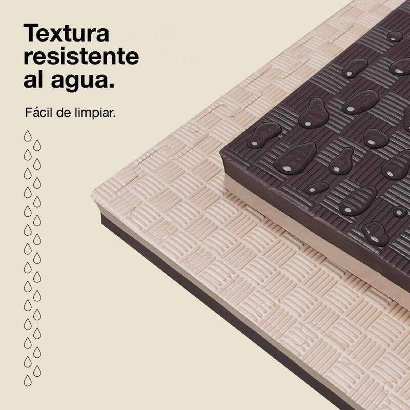 Tatami Puzzle 1x1m 4 cm, Modelo 5 Linhas Marrom/Bege, EVA Reversível 5/7