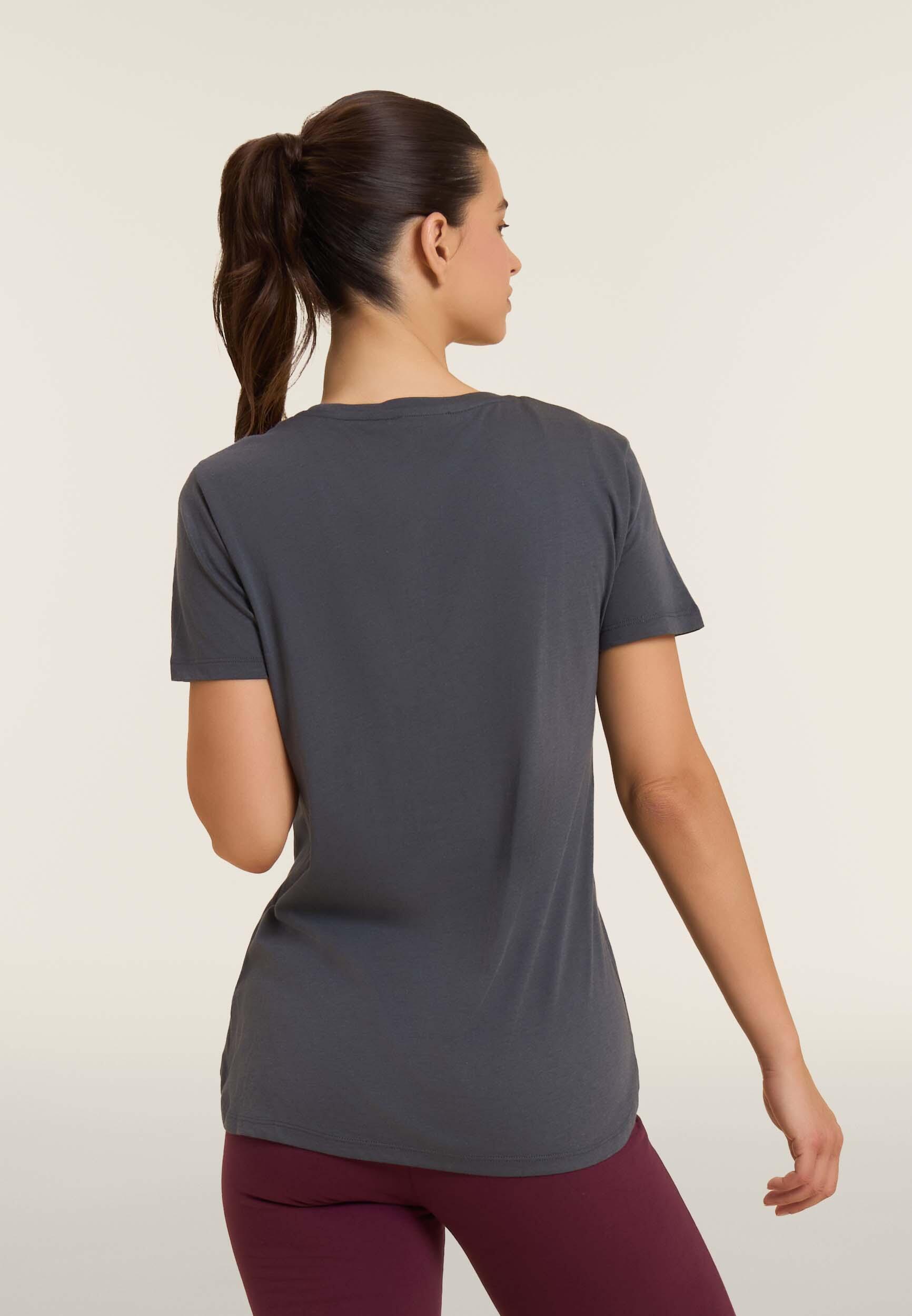 T-shirt donna con logo in strass bicolori 3/4