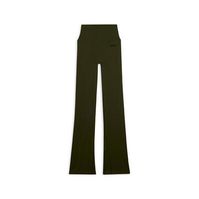 Leggings sportivi a zampa con vita altissima a costine