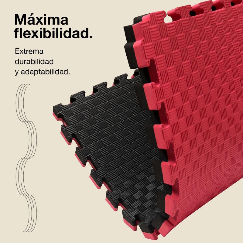 Tatame Puzzle 1x1 m 4 cm, Modelo 5 Linhas Vermelho/Preto, EVA Reversível 6/7