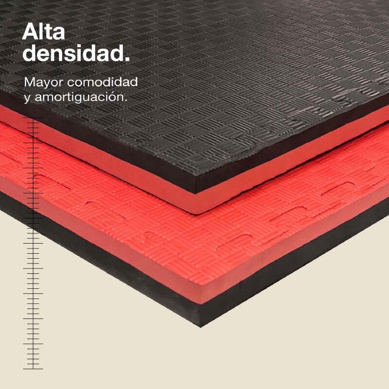 Tatame Puzzle 1x1 m 4 cm, Modelo 5 Linhas Vermelho/Preto, EVA Reversível 2/7