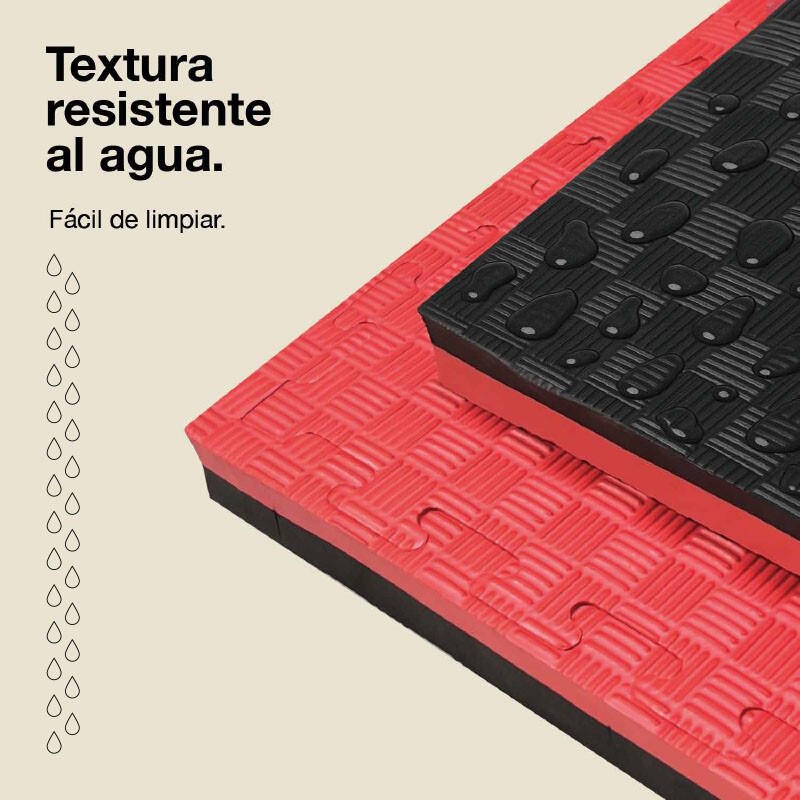 Tatame Puzzle 1x1 m 4 cm, Modelo 5 Linhas Vermelho/Preto, EVA Reversível 5/7