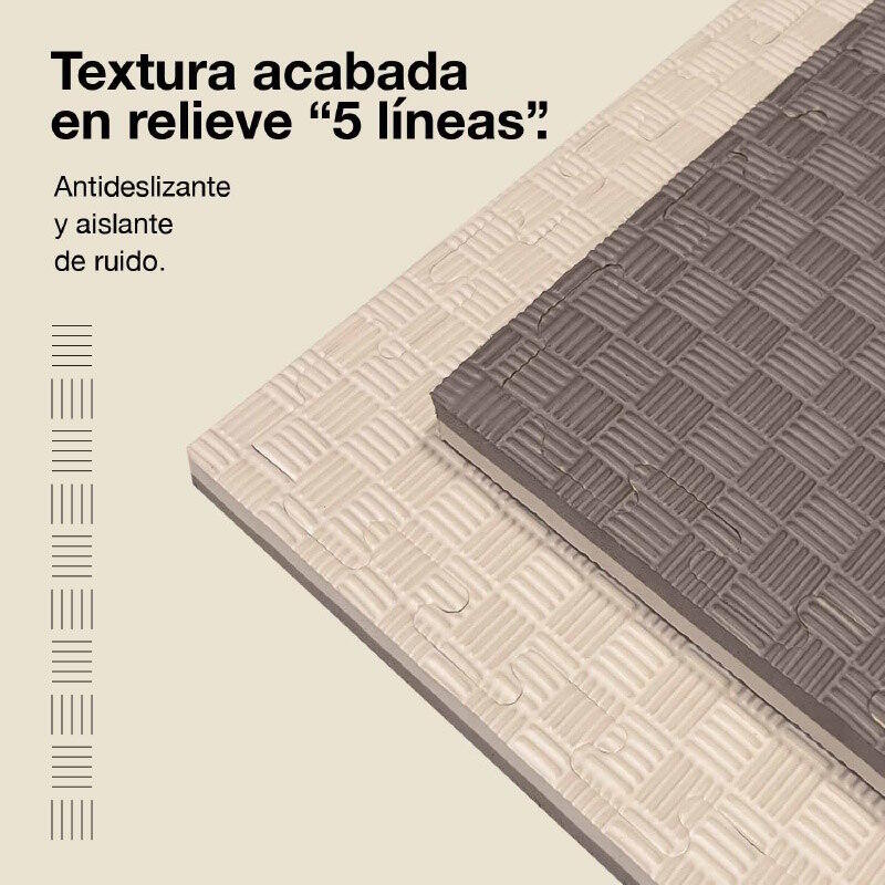Tatame puzzle 1x1m 4cm, Modelo 5 linhas Cinza/Branco 4/6