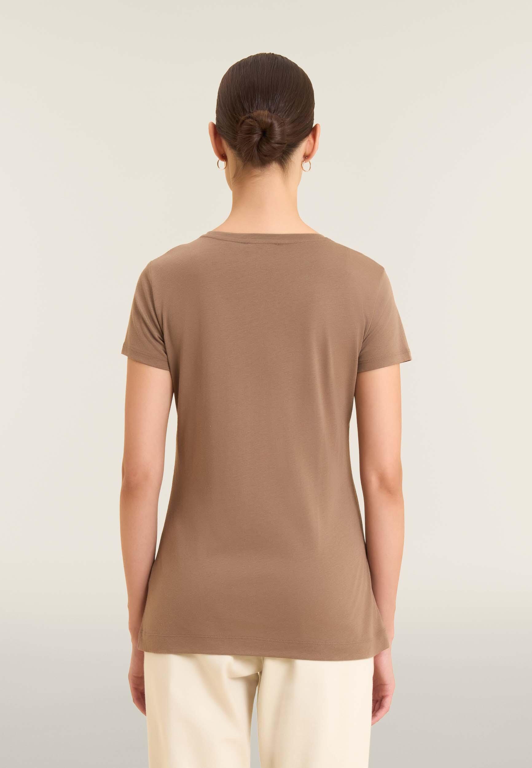 T-shirt donna con mini spacchi laterali e logo in strass 2/4