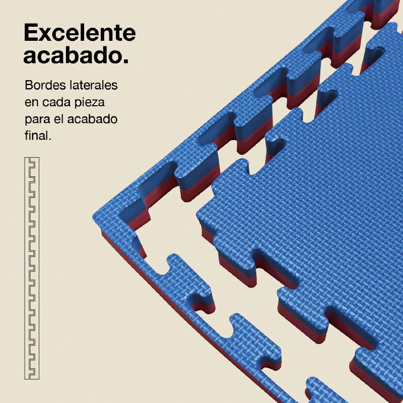 Tatame Quebra-Cabeça 1x1 m 4 cm, Modelo “T” Azul/Vermelho, EVA Reversível 3/7