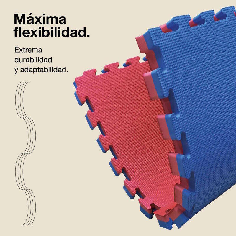 Tatame Quebra-Cabeça 1x1 m 4 cm, Modelo “T” Azul/Vermelho, EVA Reversível 6/7