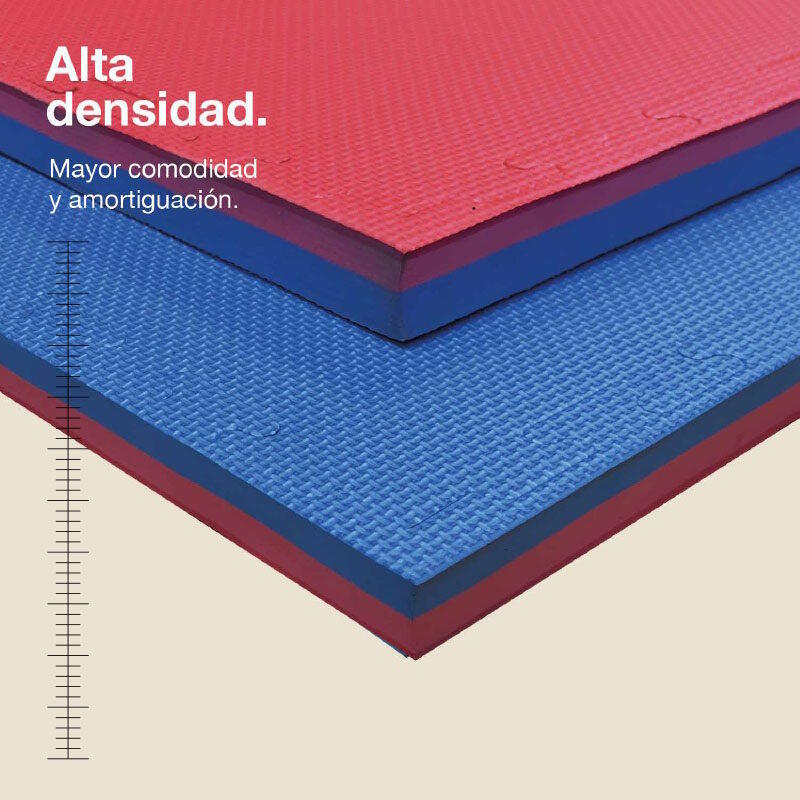 Tatame Quebra-Cabeça 1x1 m 4 cm, Modelo “T” Azul/Vermelho, EVA Reversível 2/7